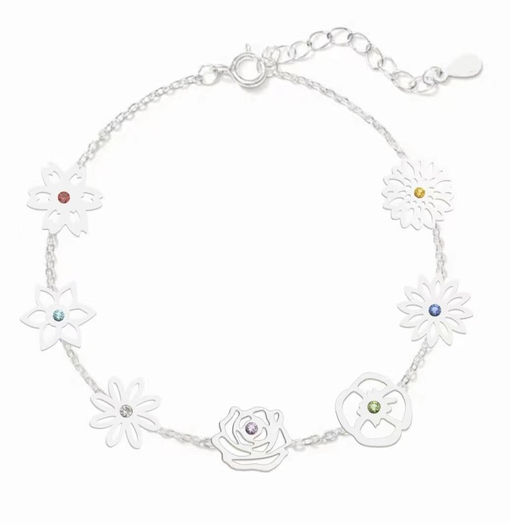 Personalized Mom's Gift Birthday Family Fashion Flower Charm Bracelet - Melcharm