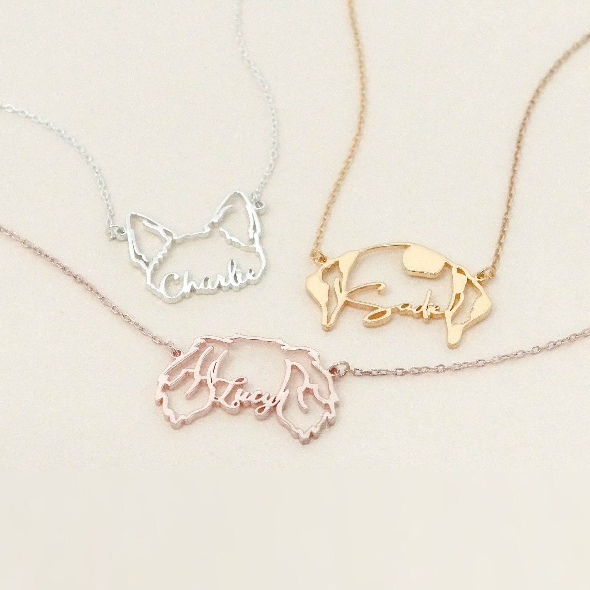 Personalized Name Dog Puppy Ears Necklace - Melcharm