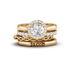 Personalized Name Stacked Custom Zirconia 4 in 1 Ring Set - Melcharm