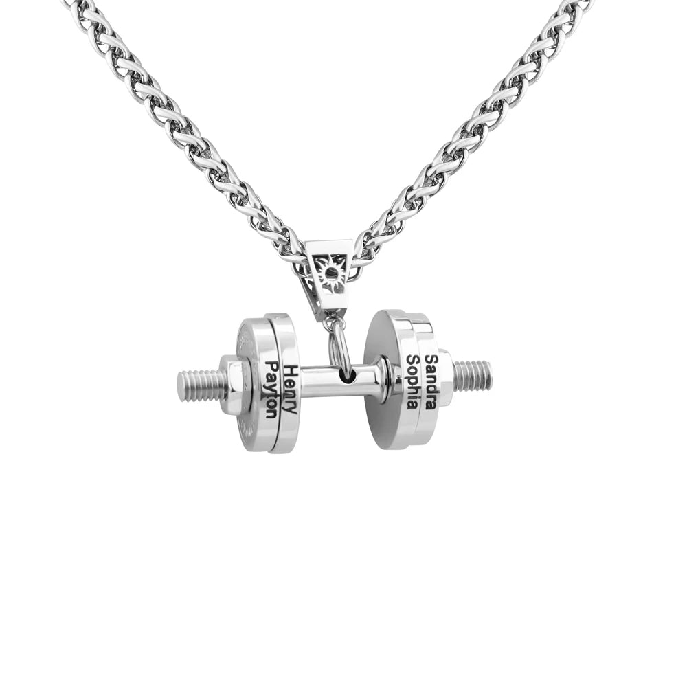 Personalized Names Dumbbell Necklace Hip Hop Necklace Stainless Steel Dumbbell Necklace Jewelry Gift - Melcharm