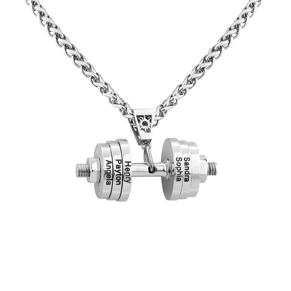 Personalized Names Dumbbell Necklace Hip Hop Necklace Stainless Steel Dumbbell Necklace Jewelry Gift - Melcharm