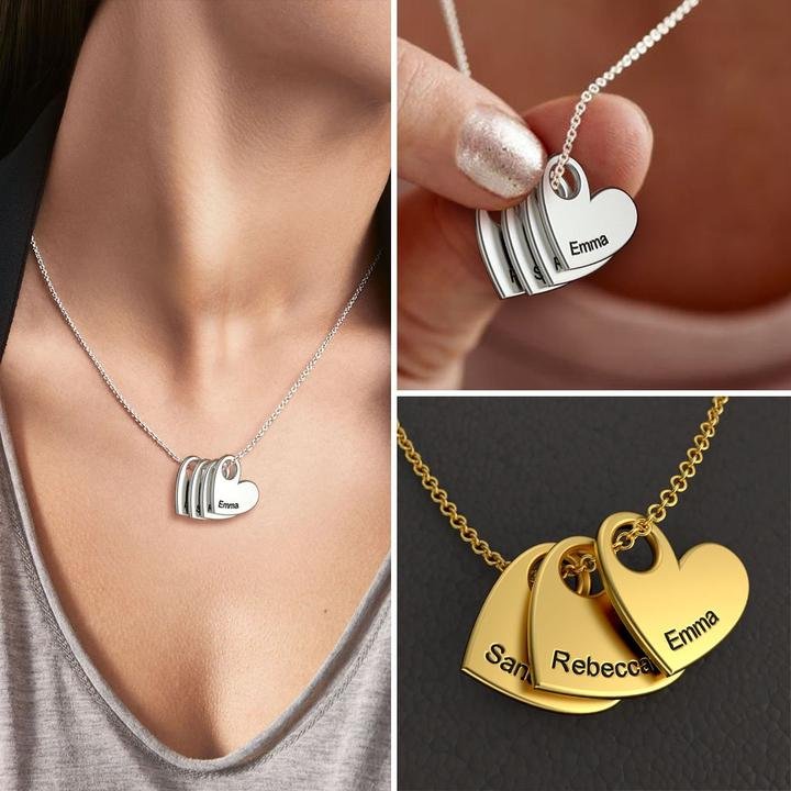 Personalized Names Heart Pendant Gift Love Family Necklace - Melcharm