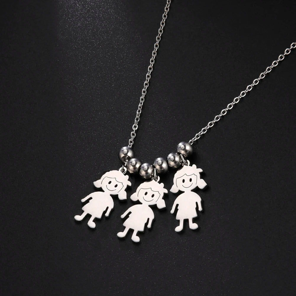 Personalized Necklace Child Kid Mother Mom Custom Product Name Chain Family Boy Girl Gift For Women Man Stainless Steel Jewelry - Melcharm