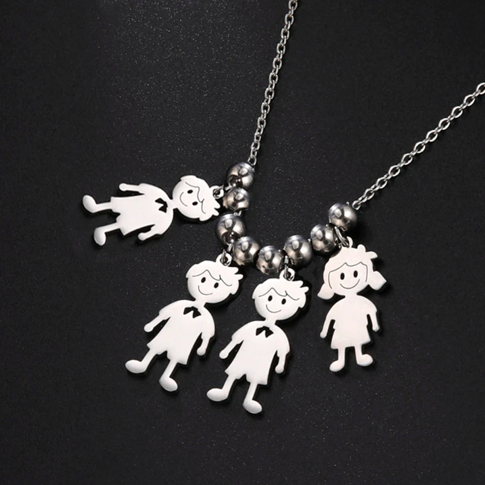 Personalized Necklace Child Kid Mother Mom Custom Product Name Chain Family Boy Girl Gift For Women Man Stainless Steel Jewelry - Melcharm