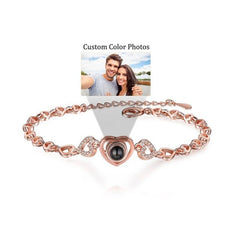 Personalized Projection Photo Bracelet - Heart Pendant Bracelet - Projection - Memorial Photo Bracelet - Photo Jewelry - Melcharm