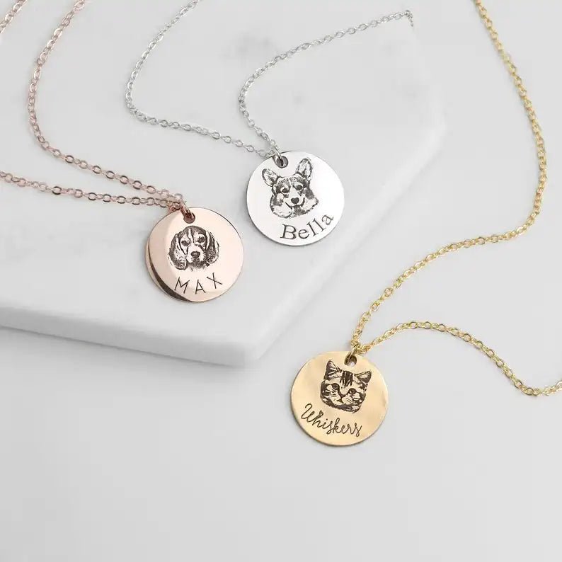 Pet Portrait Necklace Animal Lovers Pet Loss Gift for Women Cat Necklace Cat Lover Gift Mothers Day Personalized Dog Grandpa - Melcharm