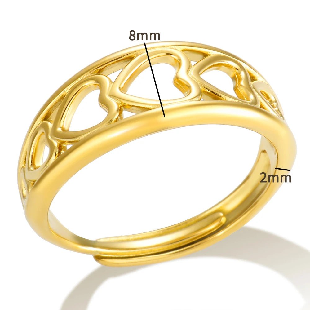 Popular Hollow Irregular Love Couple Finger Ring Stainless Steel Waterproof Wholesale Personality Party Luxury Jewelry - Melcharm