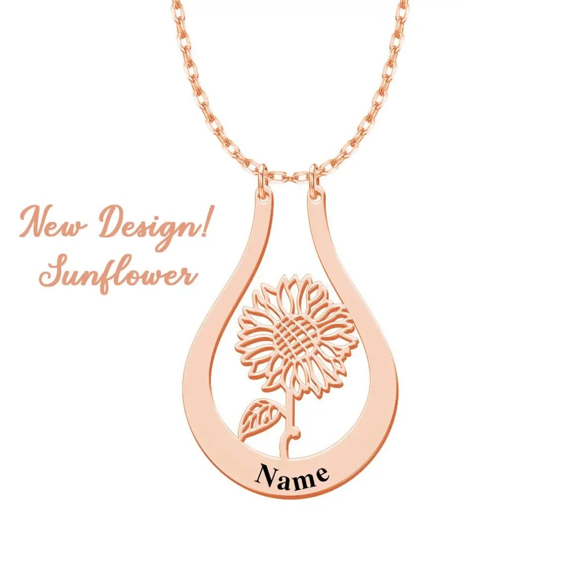 Ring Holder Necklace Personalized Name Birth Flower Ring Keeper Pendant - Melcharm