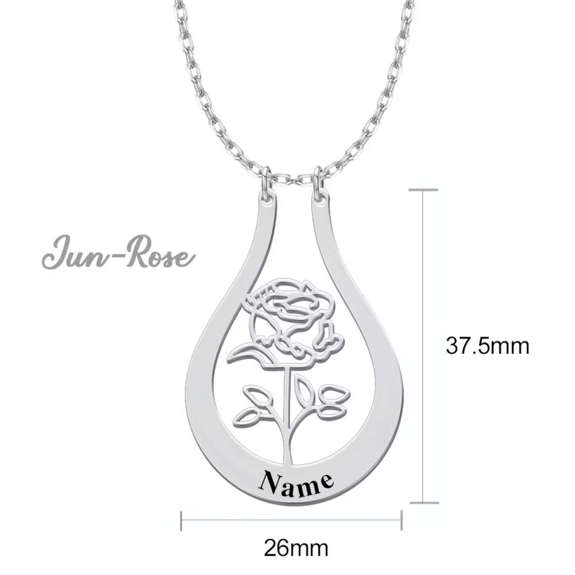 Ring Holder Necklace Personalized Name Birth Flower Ring Keeper Pendant - Melcharm