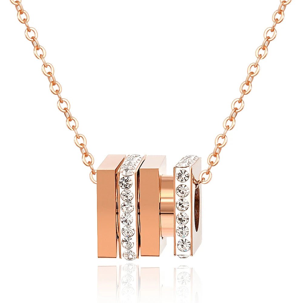 Rotating Compression Resistant Charm Necklace Square Crystal Pendant Necklace Jewelry - Melcharm