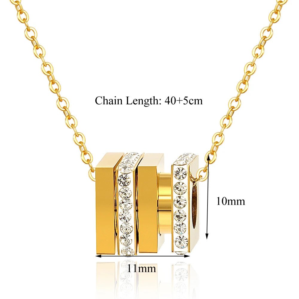 Rotating Compression Resistant Charm Necklace Square Crystal Pendant Necklace Jewelry - Melcharm