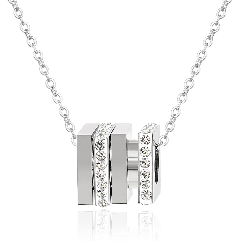 Rotating Compression Resistant Charm Necklace Square Crystal Pendant Necklace Jewelry - Melcharm