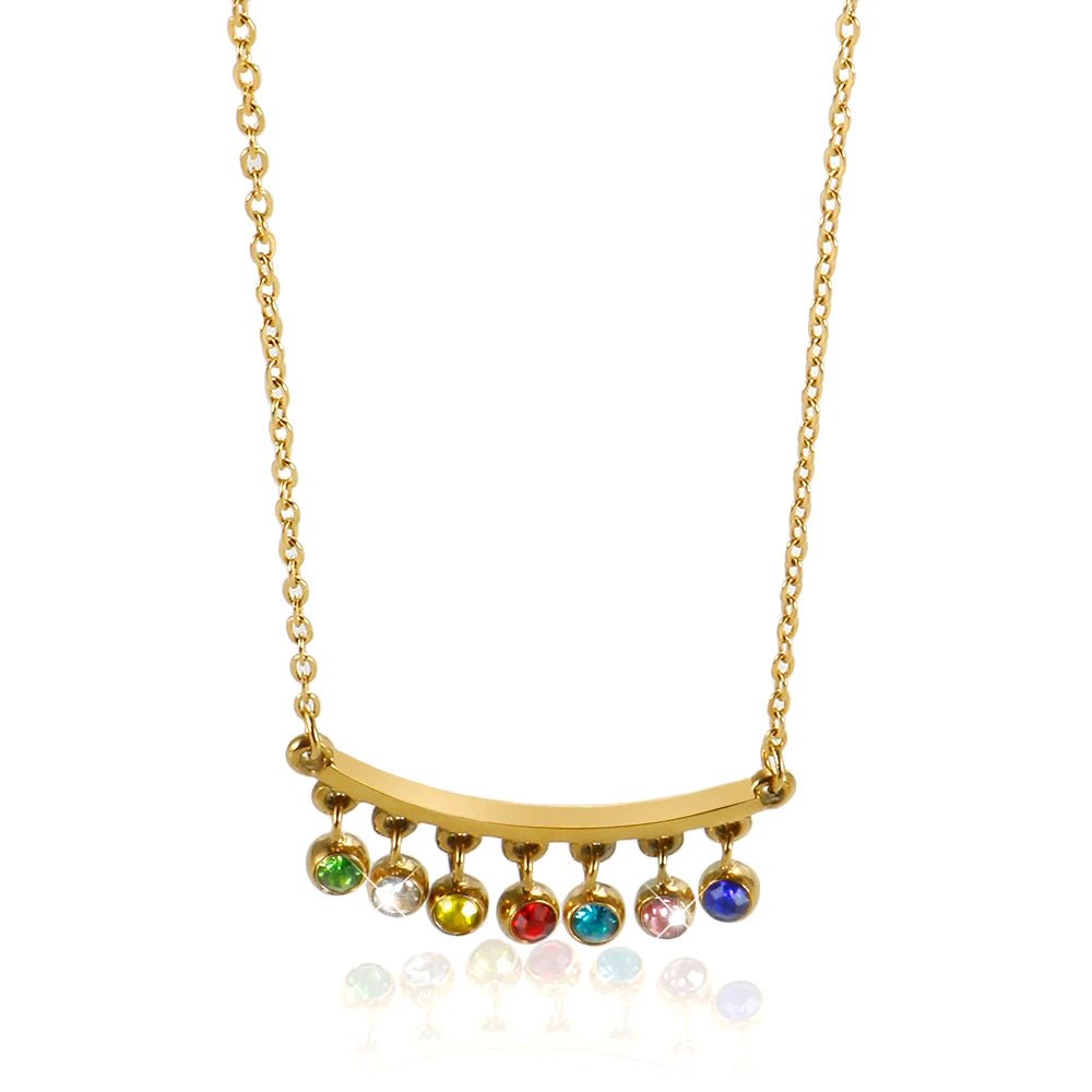 Round Colorful Crystal Pendant Necklace Choker Chain Luxury Jewelry - Melcharm