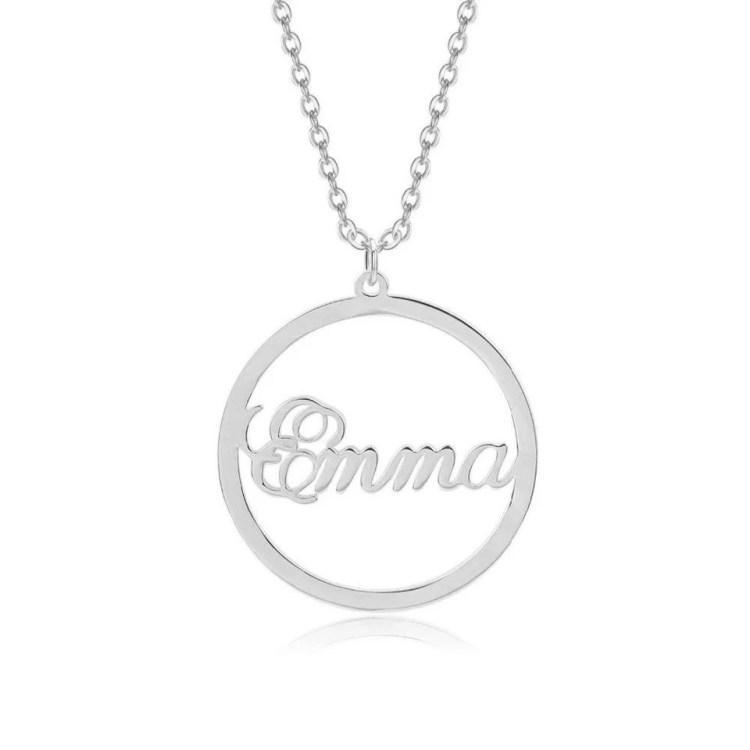 Round Pendant Personalized Name Necklace - Melcharm