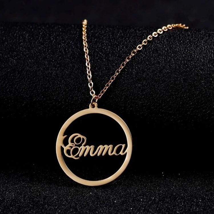 Round Pendant Personalized Name Necklace - Melcharm