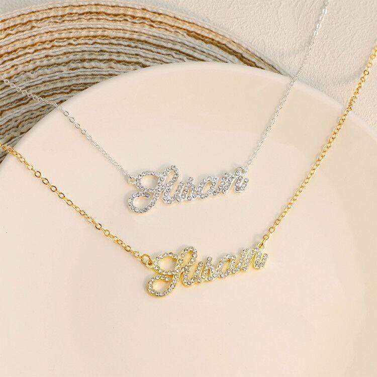 Shiny Diamond Anniversary Gift Personalized Name Necklace - Melcharm