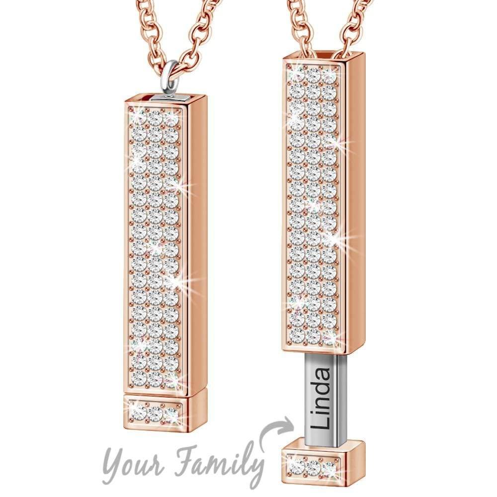 Sparkling Diamond Personalized Bar Necklace With Engraved Secret Message - Melcharm