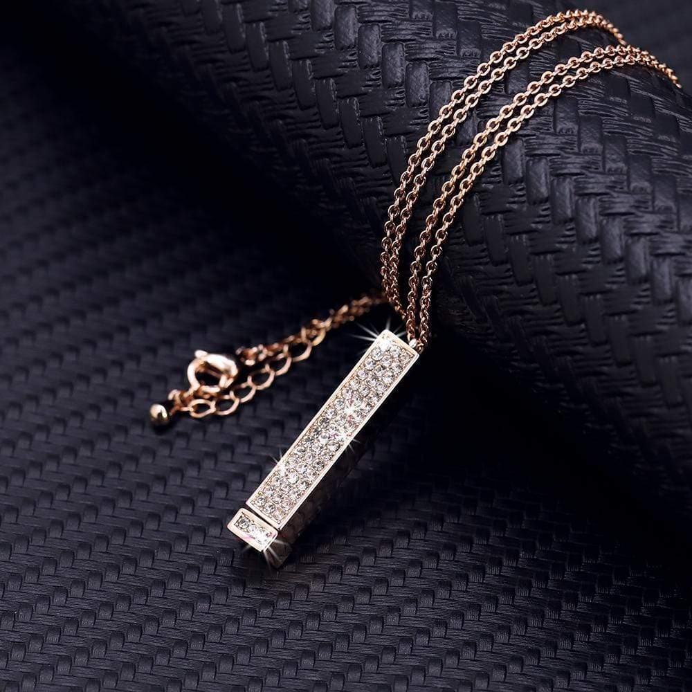 Sparkling Diamond Personalized Bar Necklace With Engraved Secret Message - Melcharm