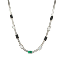 Square Green White Charm Shell Snake Chain Choker Necklace Chain Necklace Jewelry - Melcharm