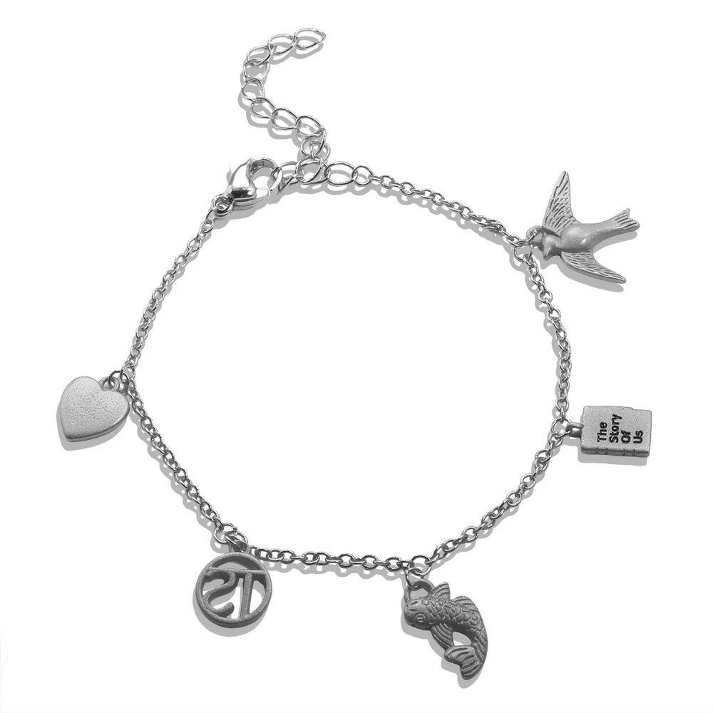 Stainless Steel XIII Bell Necklace Speak Now Swallow Carp Charm Bracelet Fashion Chain Jewelry Set - Melcharm