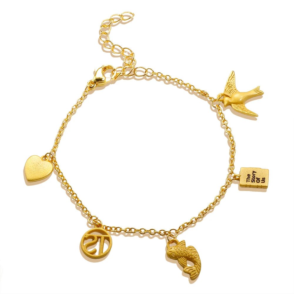 Stainless Steel XIII Bell Necklace Speak Now Swallow Carp Charm Bracelet Fashion Chain Jewelry Set - Melcharm