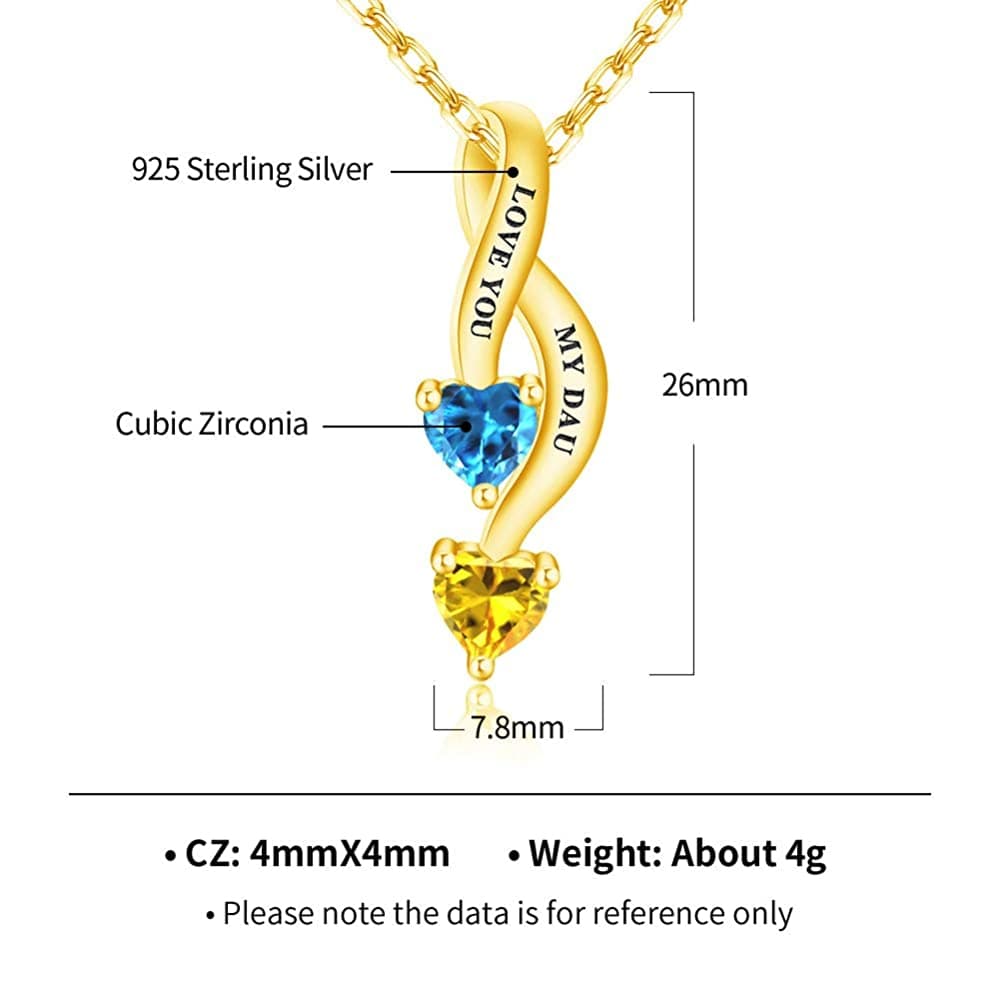 Valentine's Day Gift Personalized Couple 2 Names Birthstones Infinity Pendant Necklace - Melcharm