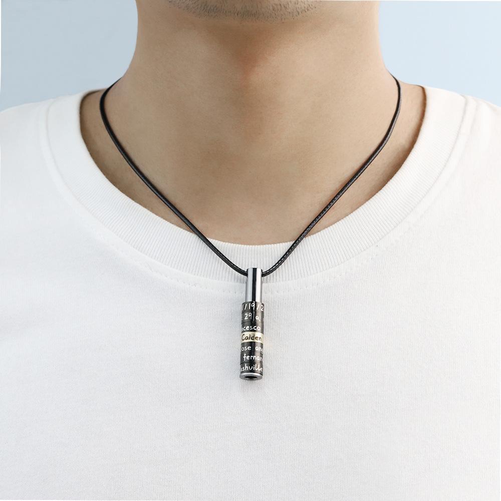 Whistle - Type Bar Necklace For Men Personalized Name Pendant - Melcharm