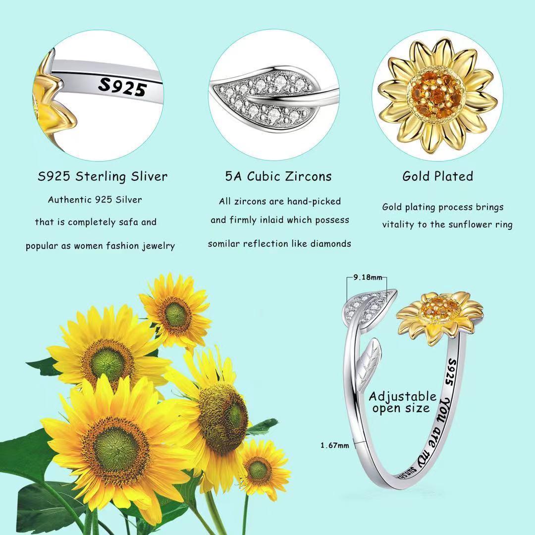 You Are My Sunshine Sunflower Ring - Melcharm