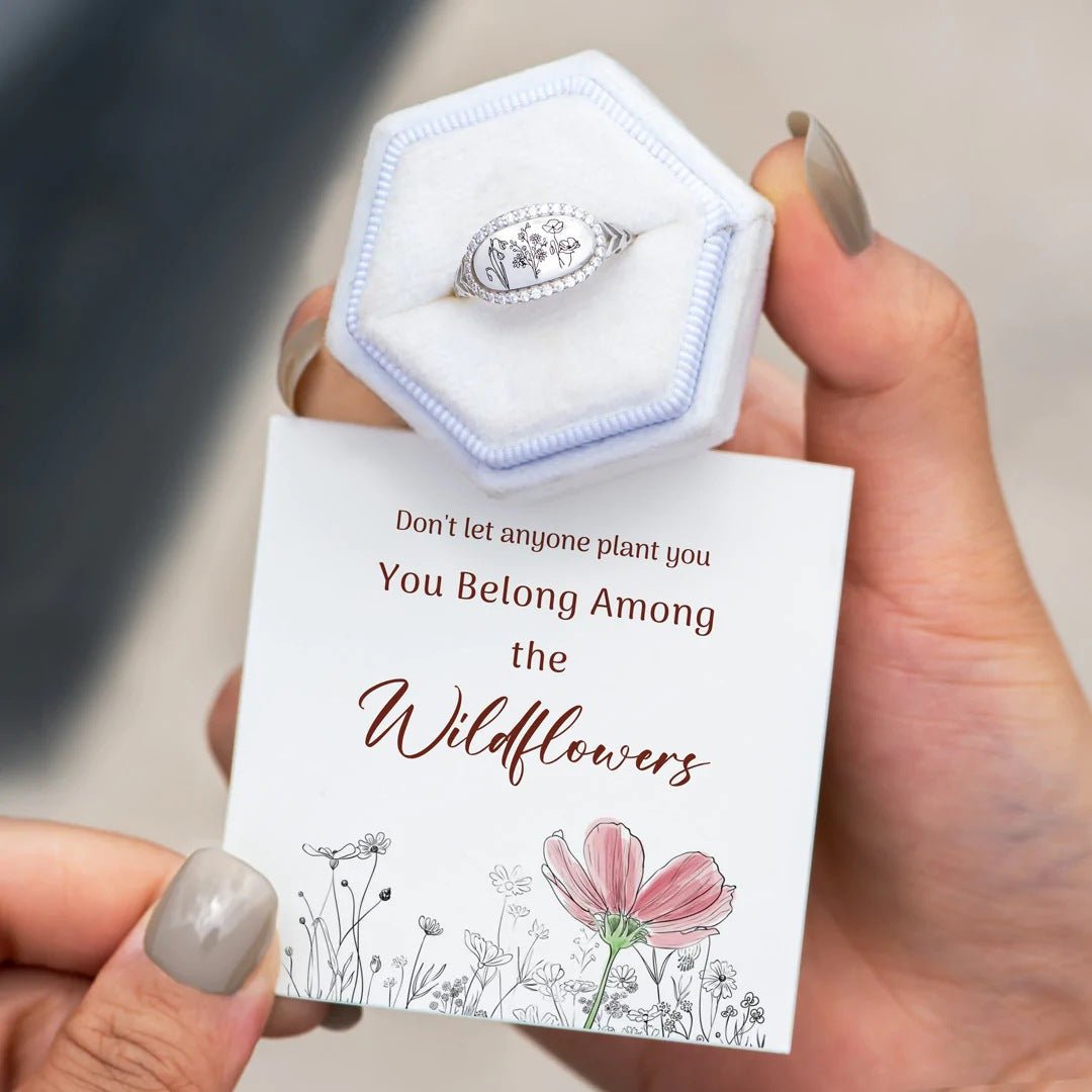 You Belong Among The Wildflowers Sterling Silver Birth Flower Ring - Melcharm